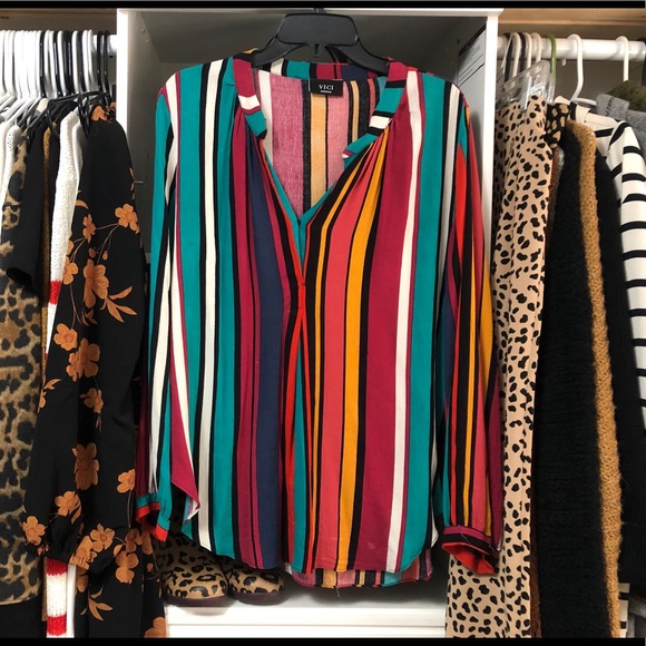 EUC Downtown Striped Damsel Blouse - Picture 2 of 5